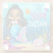 海の下で愛らしいマーメイド ガラスコースター (裏面)