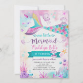 海の下で我々の小さな人魚の誕生日 招待状 (正面)
