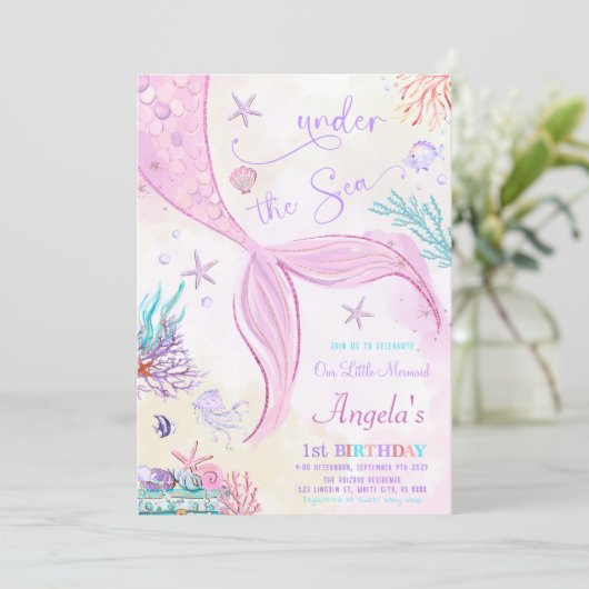 海の下で我々の小さな人魚の誕生日 招待状 (スタンド正面)
