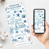 海の下で日付しおり写真を保存 招待状