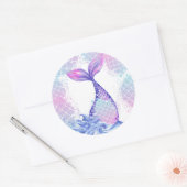 海の下で最初の誕生日パーティーかわいいピンクの青 ラウンドシール (封筒)