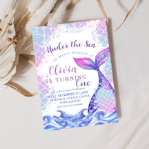 海の下で最初の誕生日パーティーかわいいピンクの青