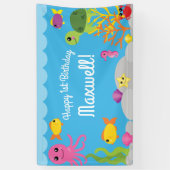 海の下で最初の誕生日パーティーバナーデコール 横断幕 (縦)