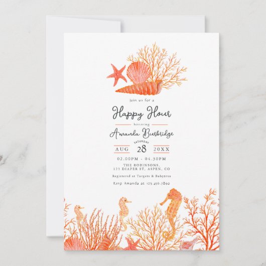 海の下で水彩生活コーラルハッピーアワー 招待状 (正面)