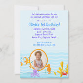 海の下で海のクリッター*写真*誕生日5 x 7 招待状 (正面)