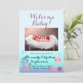 海の下で海のビーチ女の子の誕生の発表 招待状 (スタンド正面)