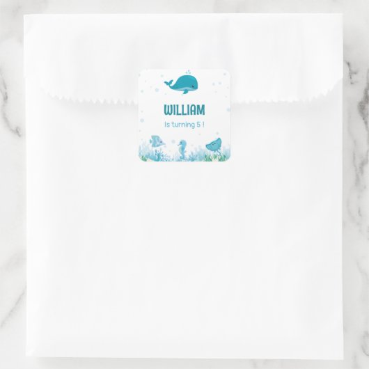 海の下で海の海動物 スクエアシール (バッグ)