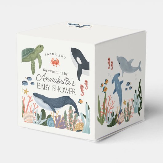 海の下で海の赤ちゃんシャワーの好意 フェイバーボックス (裏面サイド)