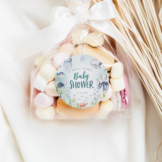 海の下で海の赤ちゃんシャワー正方形のシール スクエアシール