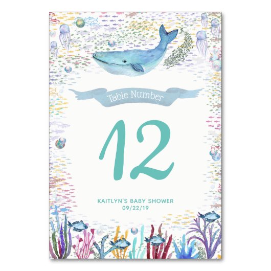 海の下で海をテーマにしたパーティー テーブルナンバー (正面)