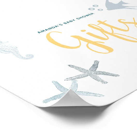 海の下で海をテーマにした赤ちゃんシャワーのギフトサイン ポスター (角)