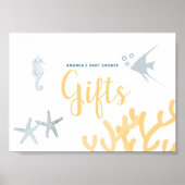 海の下で海をテーマにした赤ちゃんシャワーのギフトサイン ポスター (正面)