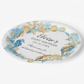 海の下で海ブルー金ゴールドボーイシャワー ペーパープレート (アングル)