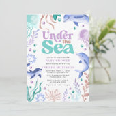 海の下で海レトロベビーシャワー 招待状 (スタンド正面)