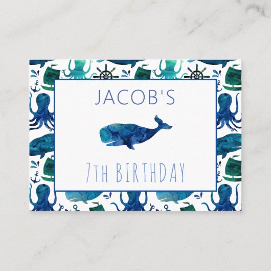 海の下で海兵隊員は海洋の誕生会をからかいます プレイスカード (裏面)