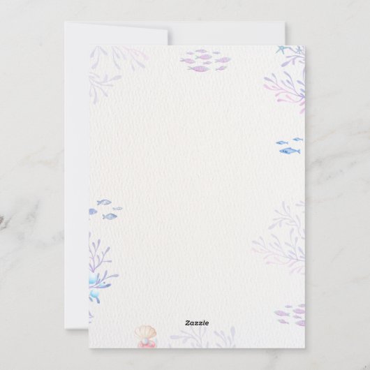 海の下で海動物の最初の誕生日の招待 シーズンカード (裏面)