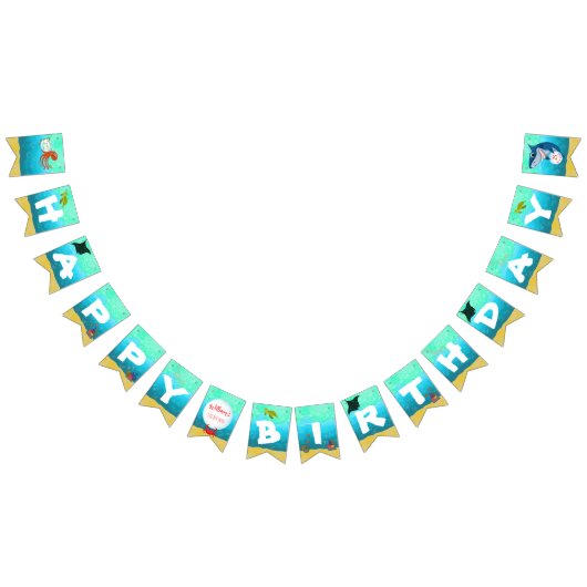 海の下で海動物の水の泡 バンティングフラッグ (全)