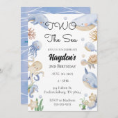 海の下で海動物の男の子の2番目の誕生日 招待状 (正面/裏面)