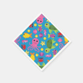 海の下で海動物の誕生日パーティナプキンス スタンダードカクテルナプキン (角)