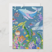 海の下で海動物の赤ちゃんシャワースクリプト 招待状 (裏面)