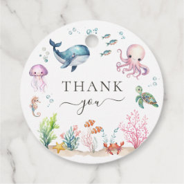 海の下で海動物カラフルの赤ちゃんシャワー フェイバータグ