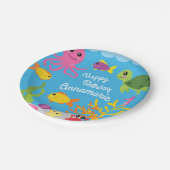 海の下で海動物1st誕生日プレート ペーパープレート (アングル)