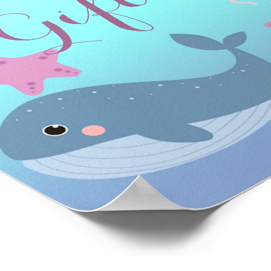 海の下で海女の子の赤ちゃんシャワーカードギフト ポスター (角)