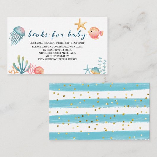 海の下で海水の色の赤ちゃんシャワーブック エンクロージャーカード (正面/裏面)