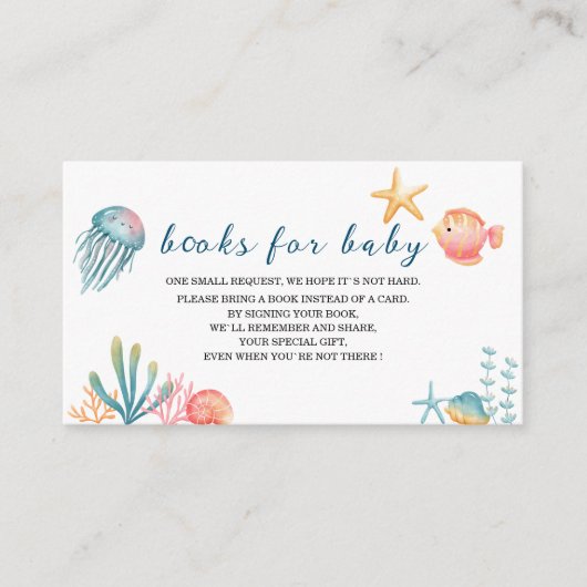 海の下で海水の色の赤ちゃんシャワーブック エンクロージャーカード (正面)