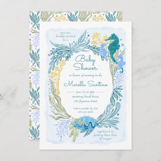 海の下で海波の双生児ボーイズ 招待状 (正面/裏面)