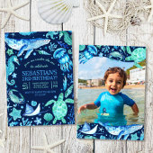 海の下で海海の動物ダークブルーの写真 招待状