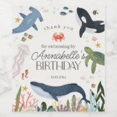 海の下で海誕生日パーティーはバッグを好む ワインラベル (シングルラベル)