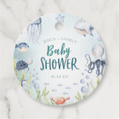 海の下で海赤ちゃんシャワーサークルメッセージカード フェイバータグ (正面)