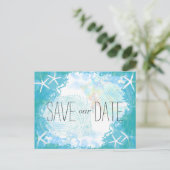 海の下で熱帯の日付を保存結婚 案内ポストカード (スタンド正面)