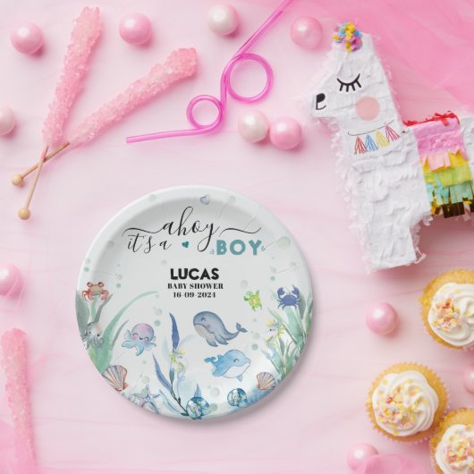 海の下で男の子がシャワーを浴びる ペーパープレート (パーティー)