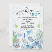 海の下で男の子がシャワーを浴びる 招待状 (正面)