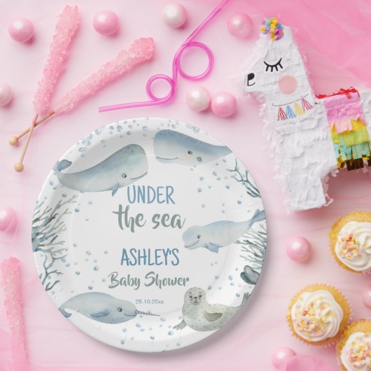 海の下で男の子のシャワー印刷 ペーパープレート (パーティー)