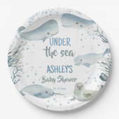 海の下で男の子のシャワー印刷 ペーパープレート (正面)