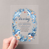 海の下で男の子の青い赤ちゃんシャワー アクリル招待状 (インサイチュ (ポータブル))