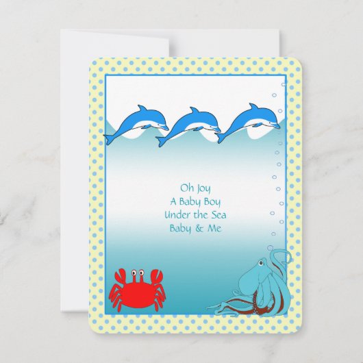 海の下で男の赤ちゃんのシャワー発表 招待状 (裏面)