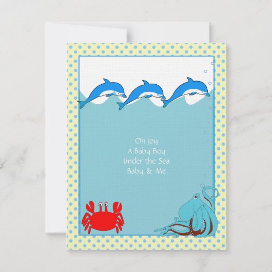 海の下で男の赤ちゃんのシャワー発表 招待状 (裏面)