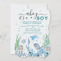 海の下で男の赤ちゃんシャワー招待状