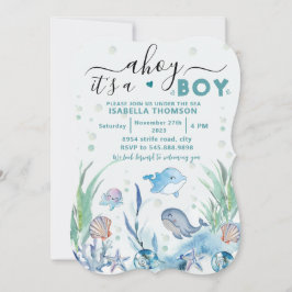 海の下で男の赤ちゃんシャワー招待状