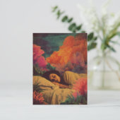 海の下で眠る女性サーレアル混合メディア ポストカード (スタンド正面)