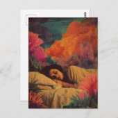 海の下で眠る女性サーレアル混合メディア ポストカード (正面/裏面)