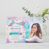 海の下で私たちの小さな人魚の誕生日写真 招待状 (スタンド正面)