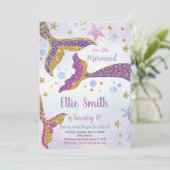 海の下で編集可能パーティーカードと虹 招待状 (スタンド正面)