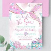 海の下で編集可能 パープルティール リトルマーメイド 招待状