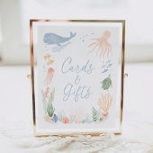 海の下で誕生日カードとギフトのサイン ポスター