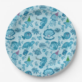 海の下で誕生日ギフトラップ ペーパープレート